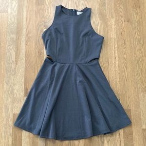 Belongsci Women’s Dark Gray Sleeveless A-Line Cutout Sides Homecoming Mini Dress